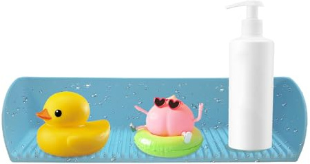 Splash Guard For Bathtub - 45cm Silicone Tub Water Splash Guard, Waterproof Bathroom Accessory, Strong Suction Cups | Space-Saving Organizer For Shampoo Toys Brush Kids Bath Safety