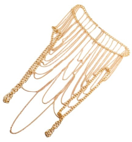 OSALADI Cadena de Pecho Corporal Dorada de Metal para Mujer Joyería de Cuerpo para Discotecas y Fiestas Playa Diseño Atractivo