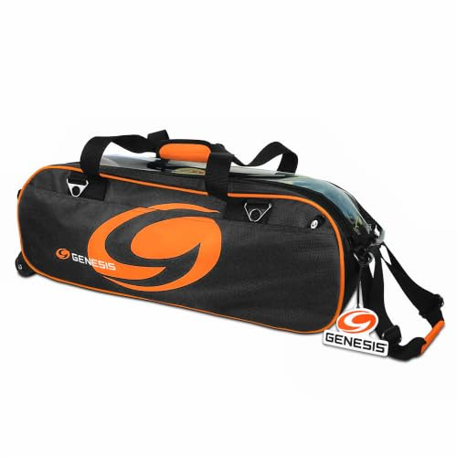 Genérico - Sac Bowling pour 3 balles avec roulettes et panneau transparent | Le sac à rouleau unique avec panneaux Pure Vision sur le côté et le couvercle. Tissu 1680D premium, roues souples et base