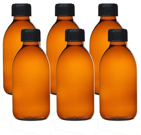 ComptoirDesBoites 6 x flacons vides en verre ambré avec bouchon - Contenance 125 mL - FL26125