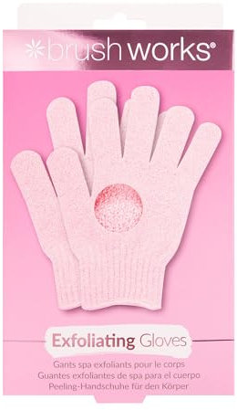 Brushworks Exfoliating Gloves Guanti Esfoliazione Corpo Rosa, confezione da 2 Pz