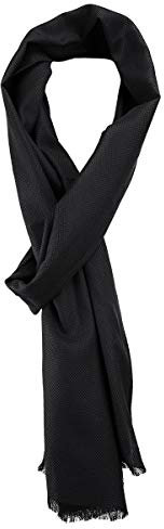 TigerTie Unisex Schal Pique in schwarz uni gemustert - Größe 180 x 28 cm