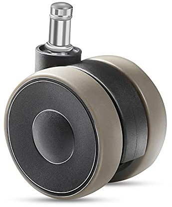 Set di 5 ruote per sedia da ufficio – 11 mm x 22 mm – Rotelle molto silenziose per sedia da ufficio – Niente più graffi sul pavimento grazie a queste ruote premium da 2,5 pollici nero e grigio