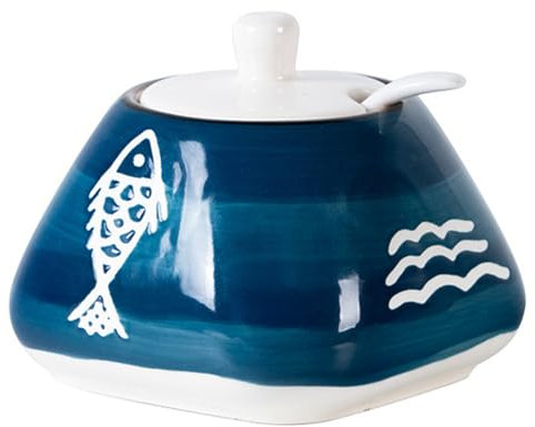KKGUD Lindo azucarero pintado a mano, tarro de condimento, tarro de especias, maceta de condimentos de cerámica, para decoración de restaurante y cocina