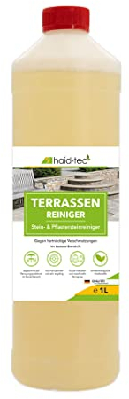 haid-tec Terrassenreiniger & Steinreiniger intensiv aussen, 1L Flasche, Pflasterstein Reiniger, gegen Schmutz im Aussenbereich - Konzentrat - biologisch abbaubar - made in Germany (1 Liter)