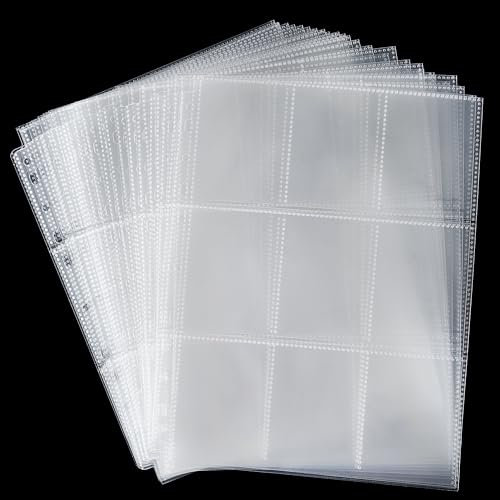 540 Pockets Trading Card Protector Sleeves, 30 Sheets 9-Pocket 8-Silk Card Holder Pages for Game Sports MTG, TCG, Baseball Standard Cards Supplies OS22030