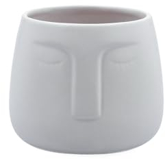 VINTHERA Moa Macetero Blanco con Caras Ceramique, ø10,5x10,5 CM