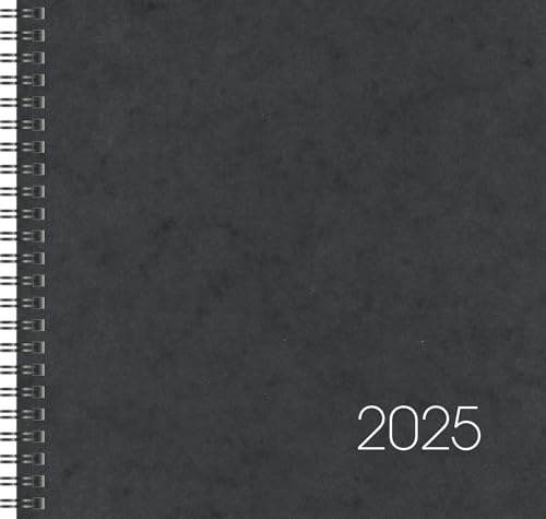 BRUNNEN Bokkalender modell 766 (2025), 2 sidor = 1 vecka, 210 × 205 mm, 144 sidor, kartongomslag, svart