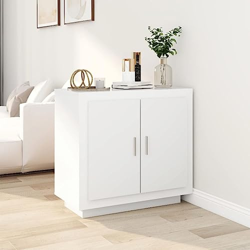 TJROO Credenza con Ante 80x40x75 cm Mobile Contenitore Mobiletto Salvaspazio Armadietto con Ante Mobiletto da Salotto Mobile da Salotto Mobile Alto Legno Multistrato Bianco