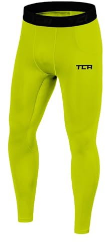 TCA SuperThermal Kompression Baslager Fotboll Löpning Leggings Tights, Lime punch, M