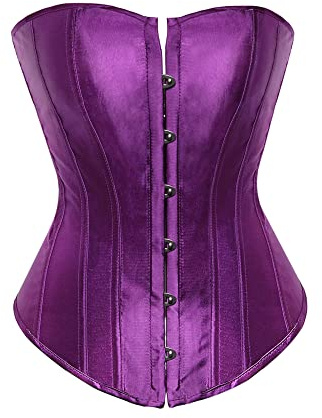 Fiacafyo Corset bustier en satin pour femme - Corset à lacets - Style rétro, a-violet, XXL