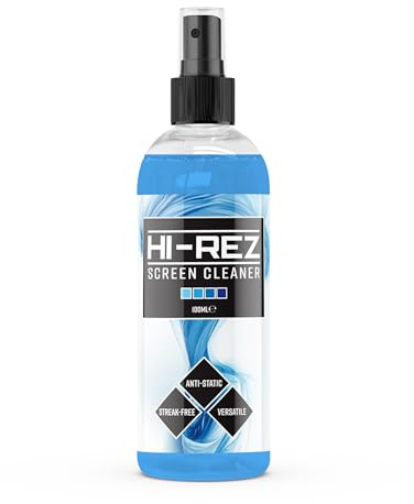 Hi-Rez - Screen Cleaner Spray 100ml - Streak-Free Cleaning for Monitors, Laptops, TVs, Phones & Tablets - Anti-Static Formula - UK Made