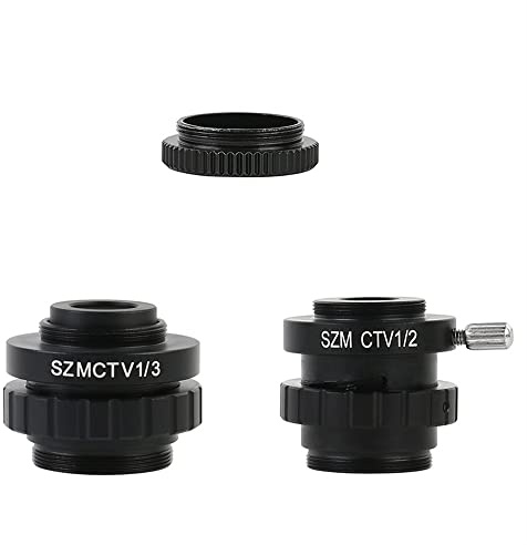 Microscope Accessories Kit SZM CTV 1/2 1/3 1X 0.3X 0.5X Adapter C mount Lens + C CS Simul Focal Ring Trinocular Stereo Microscope H_DMI VGA USB Video Camera Microscope Slides(SZMCTV 1-2 and 1-3)