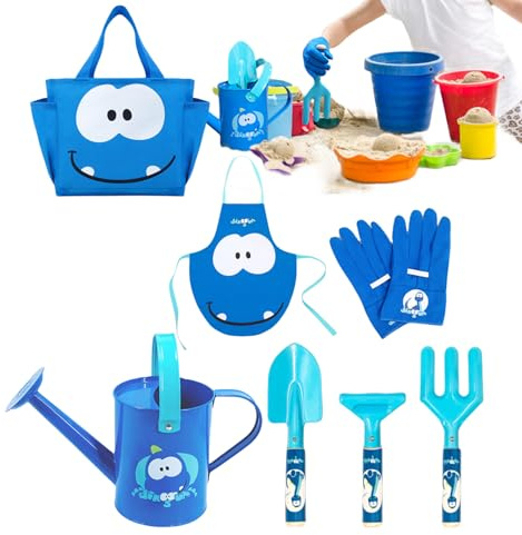 Kinder-Gartenwerkzeuge, Bodenlockerung, Pflanzschaufel, 7-teiliges Kinder-Gartenwerkzeug-Set – für 3–8 Jahre, Kinder, Hof, Bauernhof, Kindergarten, Balkon, Rasen