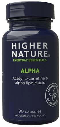 Higher Nature - Alpha - Alpha Lipoic Acid & Acetyl L-Carnitine - Vegetarian & Vegan - 90 Capsules