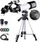 BEBANG Teleskope für Astronomie, tragbares 70-mm-Refraktor-Teleskop für Anfänger und Kinder, mit verstellbarem Stativ, Fotoauslöser, 4 Mondfilter, Handy-Adapterhalterung und Rucksack