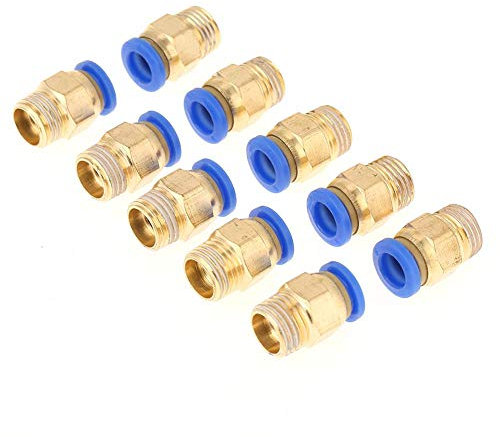 Straight Pneumatic Push to Quick Connect Fittings, 10pcs Push Fit Connectors, 8mm Diameter Thread 1/4 BSP Airline Fittings Push in Quick Fitting Adapter