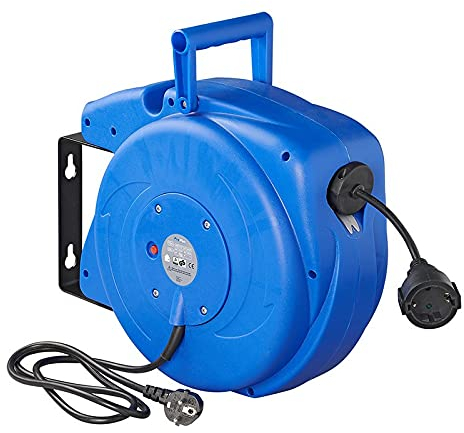 Automatischer Kabelaufroller 15 m 3 x 1,5mm² Kabeltrommel Schuko Verriegelung