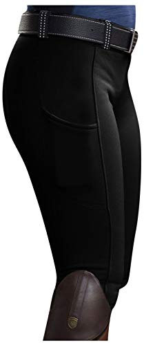 KBOPLEMQ Reithose Reitleggings Damen Mädchen Kinder mit Kniebesatz und Innentasche, elastische Jodhpurhose REIT-Tights für Reitschule Reitsport Radfahren