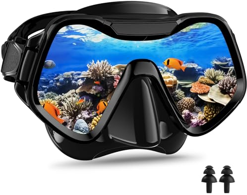 Arlierss Taucherbrille Erwachsene, Schnorchelmaske für Herren Damen, Tauchermaske mit Nasenabdeckung 180°Panorama HD Gehärtetes Glas Anti Nebel Anti-Leck Schwimmmaske für Schnorcheln Schwimmen