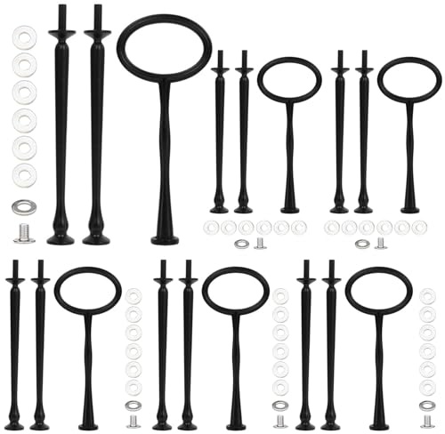 Pasdrucn 6-pack etagèrestänger set, etagère 3 nivåer svart | Tårtbyggsats, vintage, metallstång, våningsstänger, metallstänger mitthålsutstickare för tårthållare tårtor cupcakes