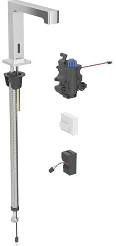 Robinetterie de lavabo Geberit Brenta, saillie 195mm, avec mitigeur thermostatique, alimentation au réseau, pour boîtier de fonction encastré, 116.197.21.1, Couleur: Chromé brillant