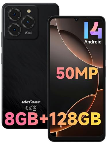 Ulefone Note 20 Pro Teléfono Móvil Libre Android 14, 8GB+128GB/SD-1TB, Cámara 50MP+8MP, 6000mAh Batería Moviles Octa Core Smartphone 6,75 HD+ Widevine L1 Dual SIM GPS/OTG/Face ID/Fingerprint Negro