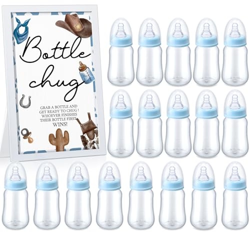 Roowest Bottle Chug Baby Shower Games Favors, Blue, Cowboy