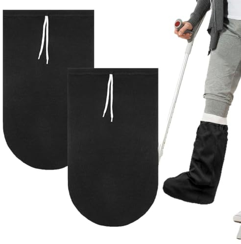 Generico 2 Pezzi Copri Calzino per Gesso per Piede,Lavabile Copri Dita per Gesso con Coulisse Regolabile Calzini,Gambe Gesso Per Piedi E Dita In caso di Lesioni (Nero)