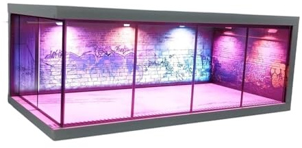 Vitrine de Présentation de Véhicules 1/64 avec éclairage, Vitrine de Voiture Jouet, Vitrine de Modèle Transparente, Modèle Garage Diorama Diorama de 1/64, Parking pour Collectionneurs de Maquettes, A