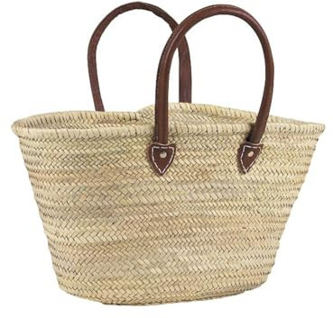 AUBRY GASPARD - Couffin en Palmier avec Bandoulières en Cuir - Taille 55 cm - Design Moderne et Intemporel - Léger et Facile À Entretenir - Couleur Naturelle - Taille 55 cm