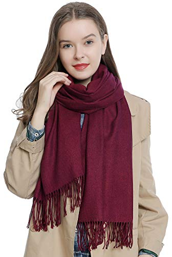 DonDon Schal Damen Winter Wollschal Winterschal warm weich 185 x 65 cm berry