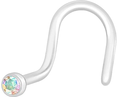 PIERCINGLINE PMFK Nasenstecker Spirale mit Kristall FLEXIBEL Piercing Nase Stecker Regenbogen
