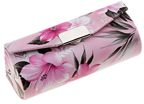 Leather Lipstick Case Holder With Mirror,Chinese Traditional Flower Design Makeup Jewelry Holder Box Lip Balm Carry Case Travel - Light Pink, Durable and Useful