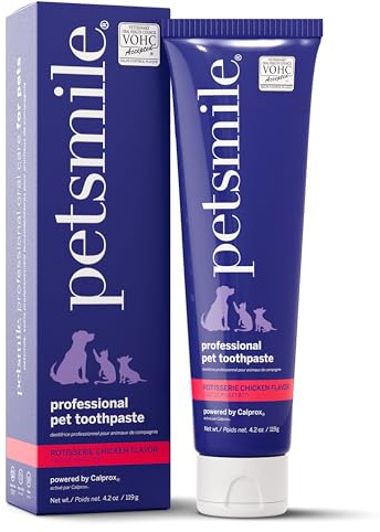 Petsmile Professional Pet Toothpaste for Cats & Dogs - Only VOHC Accepted Toothpaste - Clinically Proven to Control Plaque & Tartar Calprox Formula (Rotisserie Chicken, 119 g, 4.2 Oz)