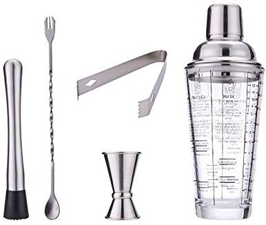 Cocktail Shaker Set Ensemble à Cocktail Shaker Shaker à cocktail, mélange de verre de verre, accessoires de bar pour la barre d'accueil, ensemble de mixage de boissons, jeu de shaker cocktail. Shakers