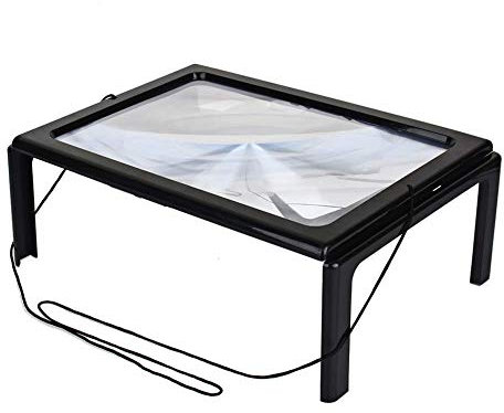 Leselupe mit Licht, 3X Lupe mit Licht, Dimmbare Lupen mit LED-Licht, Größere Linsen, Klappbarer Ständer Hände Frei für Bücher, Arbeit, Nähen, Lesen, Sehschwäche