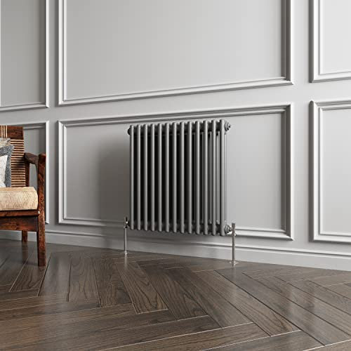 2 Column Radiator Anthracite Traditional Style 600x605mm Horizontal Vintage Radiator,Design for Bedroom, Dining Room, Living Room