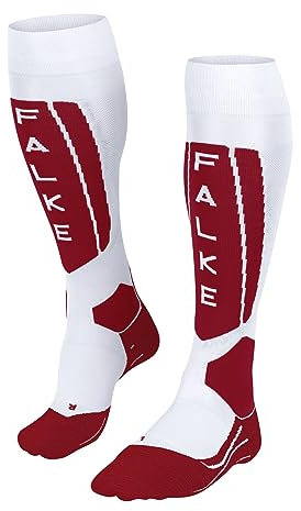 FALKE Damen Skisocken SK5 Expert W Kh Wolle Funktionsmaterial warm dünn 1 Paar, Weiß White 2088, 37-38