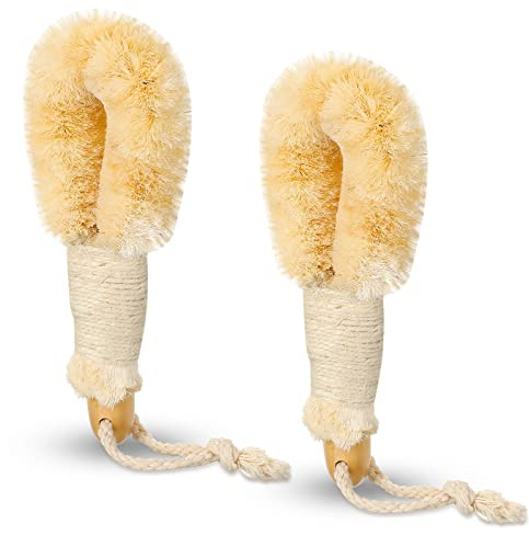 Suttmin 2 Pcs Body Dry Brushes, Natural Sisal Bristle Exfoliating Scrubbers