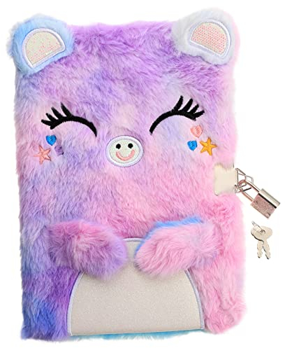 FOYTOKI Notizbuch Mit Schloss Plüschschloss-tagebuch Plüschiges Geheimtagebuch Notizbuch Für Süßes Milchbuch Flauschiges Tagebuch Student Mädchen Reisen Violett Papier Geheimes Tagebuch