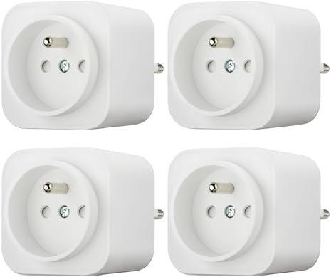 Amazon Basics prises intelligentes d'intérieur Wi-Fi, compatibles exclusivement avec Alexa, blanches, prise françaises, Lot de 4