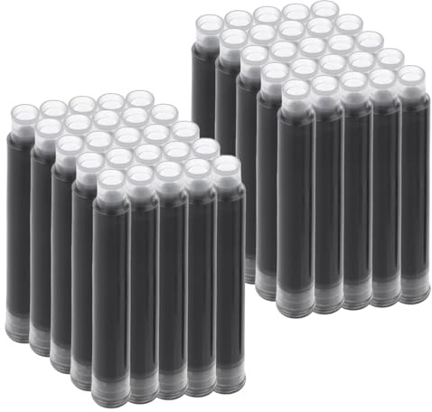 Amaxiu 50 Piezas Negros de 3.4 mm Cartuchos de Tinta para Pluma Estilográfica, Diámetro de Orificio de 3.4 mm Cartuchos de Tinta para Pluma Estilográfica Recambios de Tinta Compatibles