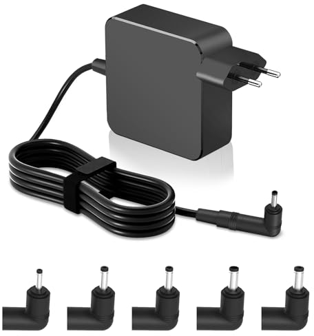 LTBSTOYE 65 W, 45 W, 33 W, Cargador CA Universal con 5 Cabezales de Carga Compatible con ASUS Vivobook/Zenbook/Chromebook, Lenovo IdeaPad/Yoga/Chromebook con Conector Redondo