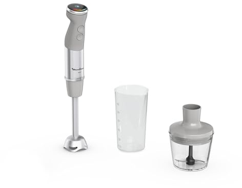 Moulinex Quickchef+, Frullatore a Immersione, Tecnologia con Lame Powelix, 1000 W, Modalità Silenziosa, 20 Velocità, Modalità Turbo, DD672B