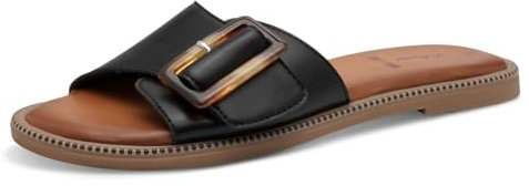 s.Oliver Damen Pantoletten mit Schnalle Vegan, Schwarz (Black), 37 EU