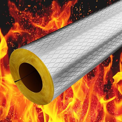 LRHELPBNR Coppelle in Lana di Roccia con Alluminio, Isolante per Tubi in Foglio di Alluminio Autosigillante, Adatto per La Protezione di Tubi dell'Acqua Fredda E Calda(L 1M-48MM/1.9IN-30MM)