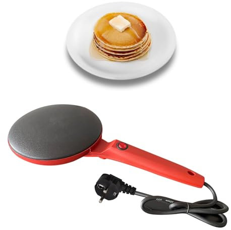 Macchina per Crepe Elettrica da 800 W, Piastra per Pancake Rotonda in Plastica con Manico Macchina per Tortilla Elettrica Portatile Multifunzionale per la (Spina europea)