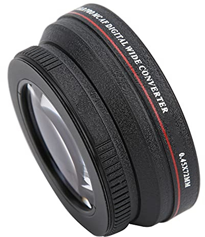 Rankomu Obiettivo aggiuntivo grandangolare 0,45x in vetro ottico per obiettivo fotocamera 72 mm, fotografia Accory, nero, compatibile con vari modelli di fotocamera