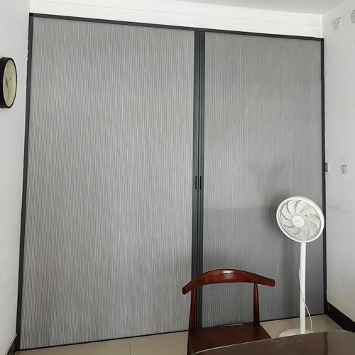 RENLXFI Concertina Door Gray Folding Door Single Double with Aluminum Frame & Honeycomb Panel, Interior Room Divider Accordion Door for Wardrobe Study Room Pantry Doorway(60x190cm/23.6x75in)